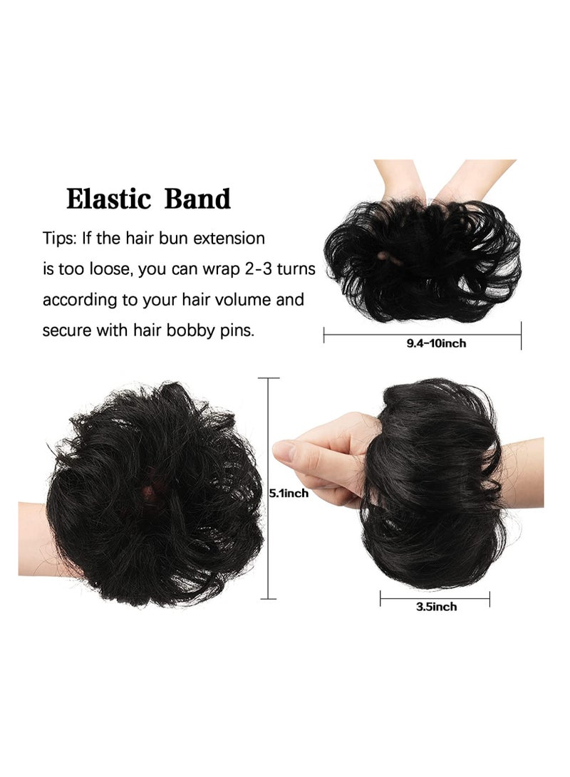 Estelle Human Hair Messy Buns 100% Human Hair Bun Hair Piece Real Human Hair Extension Curly Hair Scrunchies Tousled Updo Hairpieces for Women Girls Natural Black - Image 4