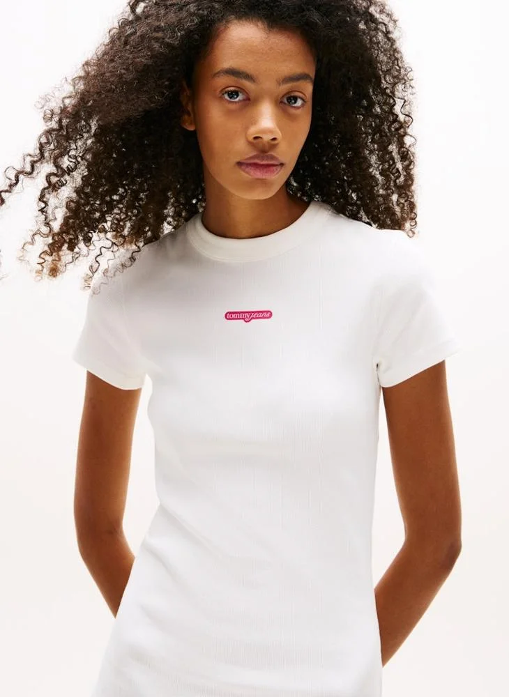 تومي جينز Logo Script Mini T-Shirt Dress