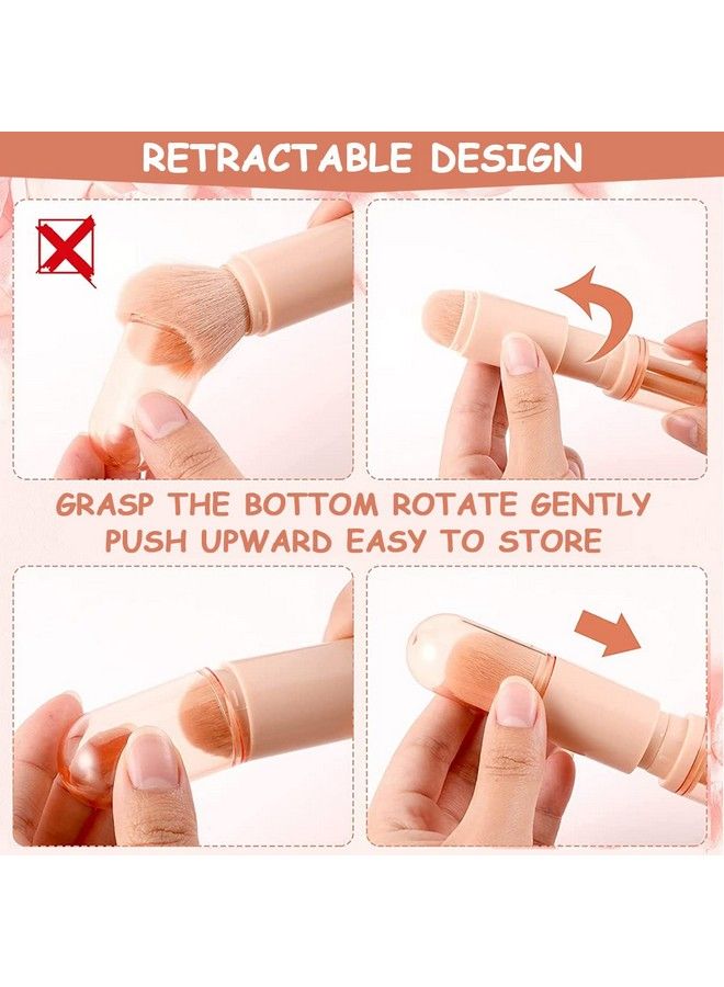 maycreate Makeup Brush Set 4 In 1 Portable Travel Blending Powder Foundation Brush Lip Brush Highlight Brush Eyeshadow Brush Retractable Mini Facial Cosmetic Brush Kit (Nude) - Image 5