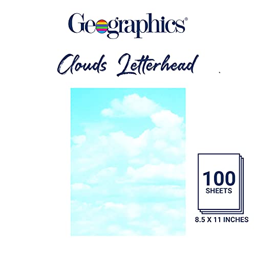Geographics 8-1/2 x 11 Inches 24-Pound Design Paper with Clouds, Blue/White, 100 per Pack (GEO46887S) - Image 2