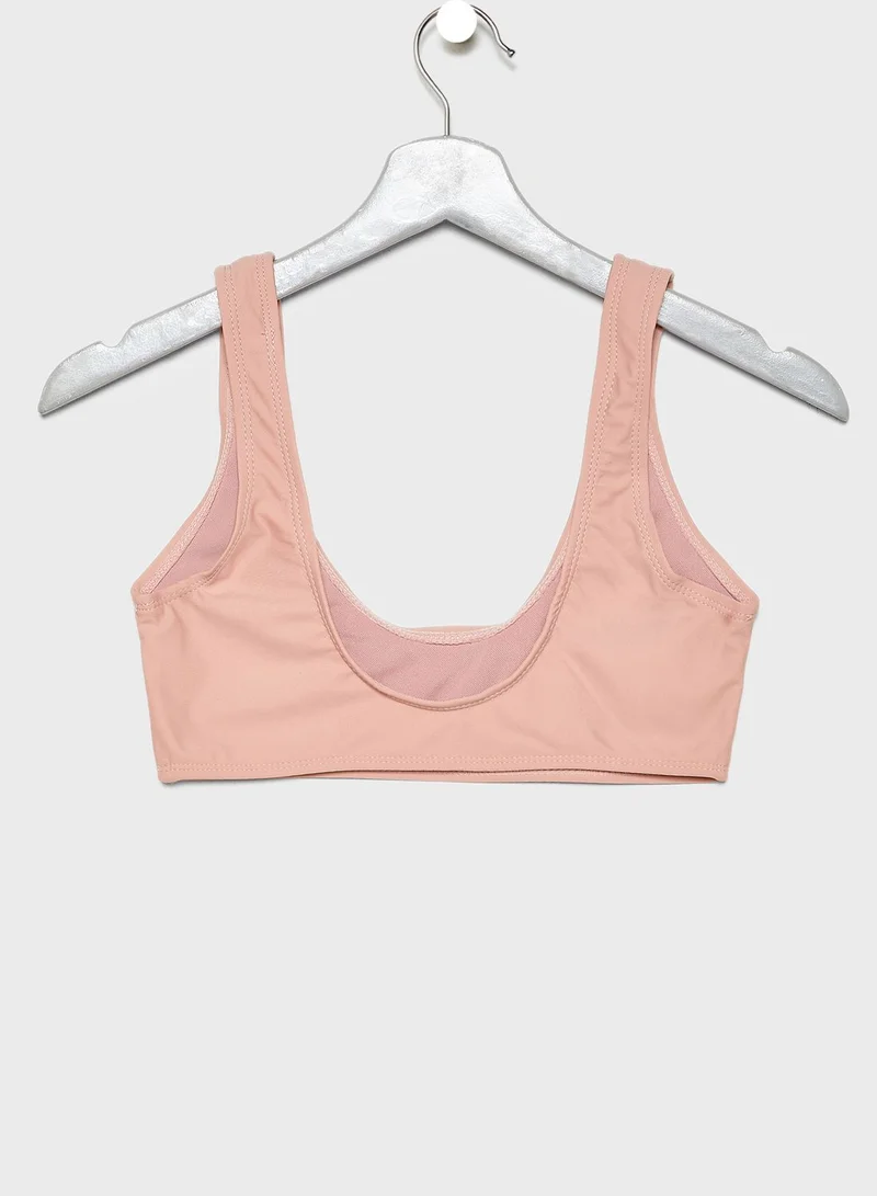 Missguided Stud Detail Scoop Neck Bikini Top