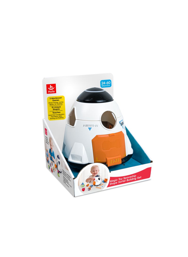 Hola Magic Toy Spaceship Shape Sorter & Building Set for 2+ Year Olds | Educational DIY Construction with Lacing Beads | Montessori STEM Toy - Image 3