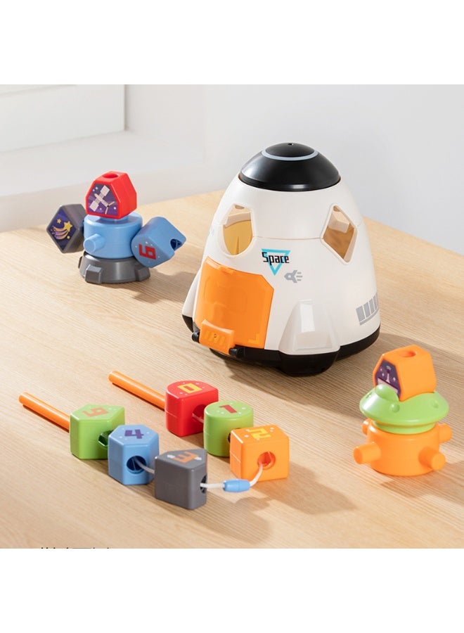 Hola Magic Toy Spaceship Shape Sorter & Building Set for 2+ Year Olds | Educational DIY Construction with Lacing Beads | Montessori STEM Toy - Image 4