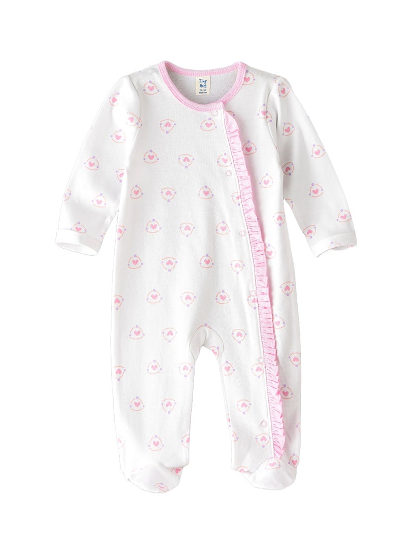 Tiny Hug Sleepsuit of Cotton for Girls, Soft and Comfortable Cotton, Perfect for Everyday Wear and Easy Diaper Changes  - Image 1