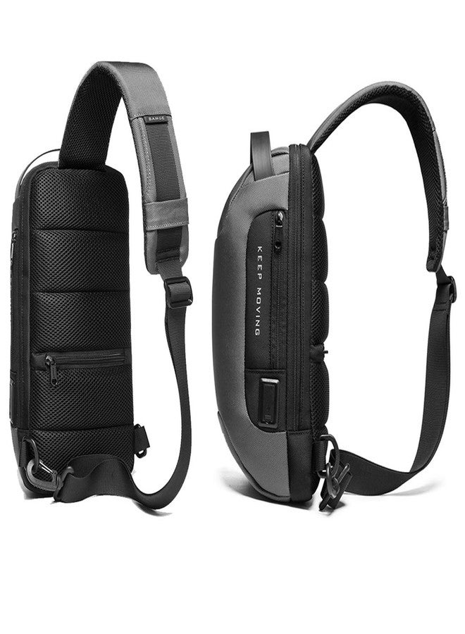 BANGE The Clownfish Men's And Women's Water & Scratch Resistant Anti Theft Sling Chest Standard Crossbody Shoulder Messenger Sling Bag With Usb Port Fits Up To 7.9 Inches Ipad (Grey), 6 l - Image 3