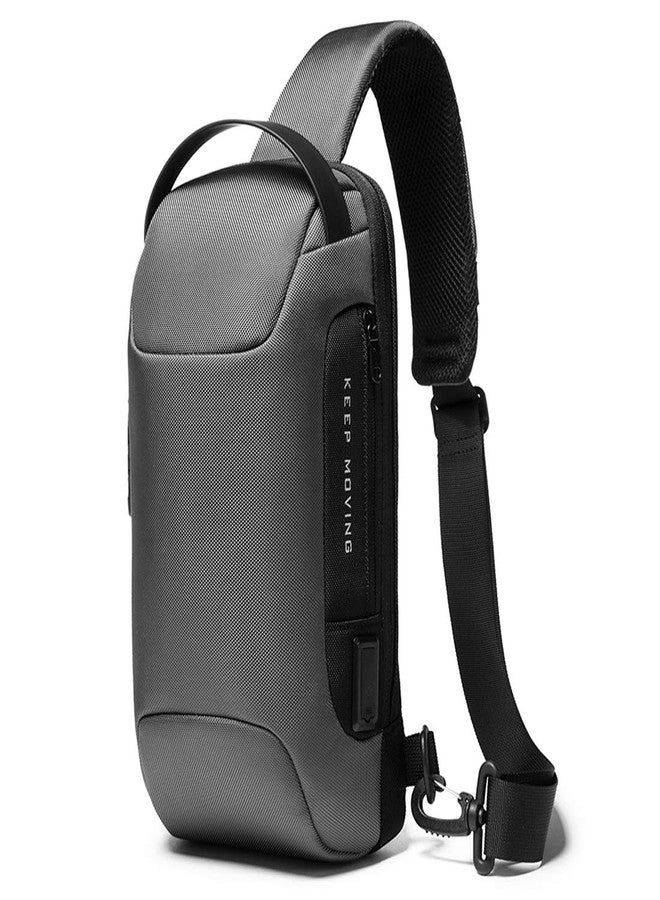 BANGE The Clownfish Men's And Women's Water & Scratch Resistant Anti Theft Sling Chest Standard Crossbody Shoulder Messenger Sling Bag With Usb Port Fits Up To 7.9 Inches Ipad (Grey), 6 l - Image 1