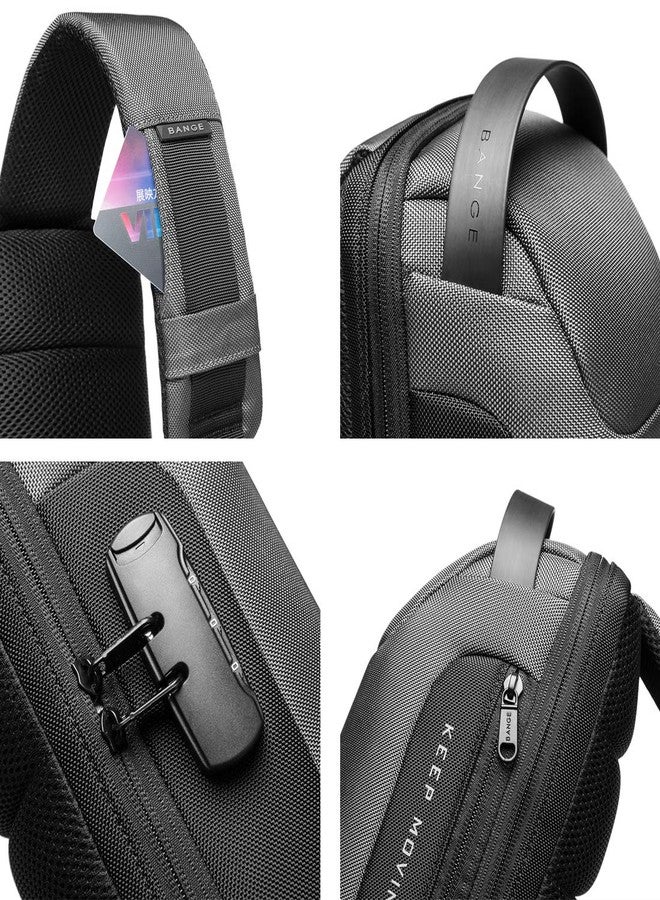 BANGE The Clownfish Men's And Women's Water & Scratch Resistant Anti Theft Sling Chest Standard Crossbody Shoulder Messenger Sling Bag With Usb Port Fits Up To 7.9 Inches Ipad (Grey), 6 l - Image 5