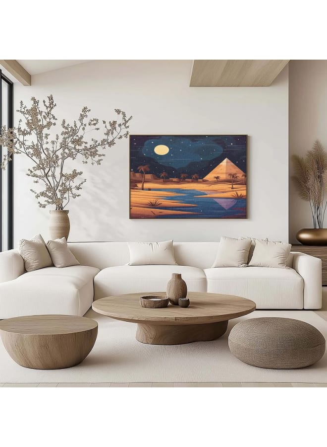 Home Gallery Egyptian Pyramids At Sunset with palm trees Printed Framed Wall Art 120x80 - Image 2