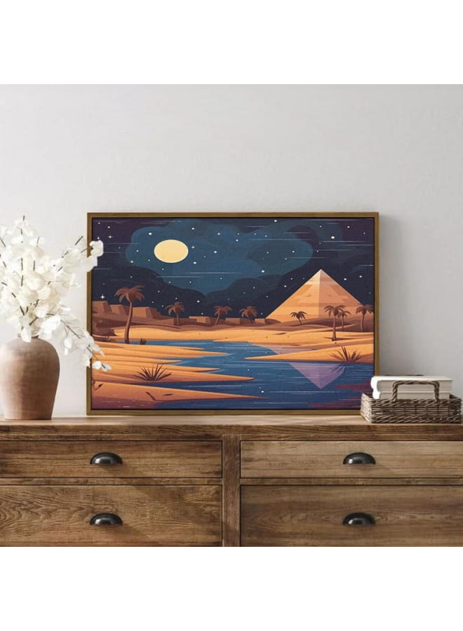 Home Gallery Egyptian Pyramids At Sunset with palm trees Printed Framed Wall Art 120x80 - Image 4