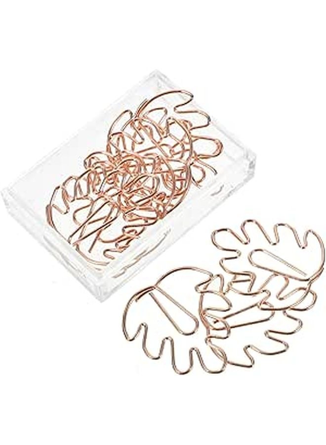 Rose Gold Metal Paper Clips 30x25mm Turtle Leaf Shape For Office Filing - Image 1