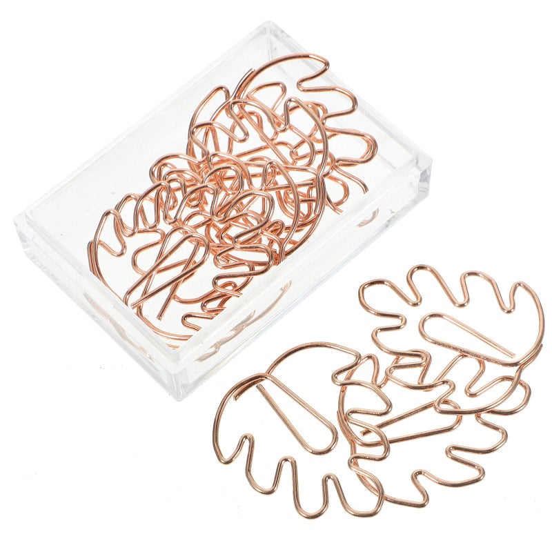 Rose Gold Metal Paper Clips 30x25mm Turtle Leaf Shape For Office Filing - Image 2