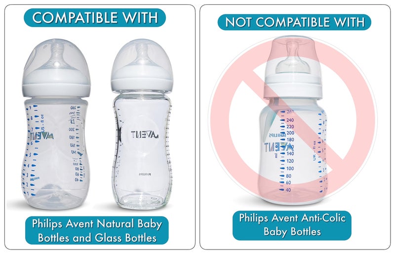 BelBeyo Straw Cup Conversion Kit for Philips Avent Natural Baby Bottles 2-Count, Food Grade Silicone Straw Nipples and Weighted Straw, Bottle Handles, Cleaning Brush, BPA-Free, Sippy Transition, 6+ Months - Image 3