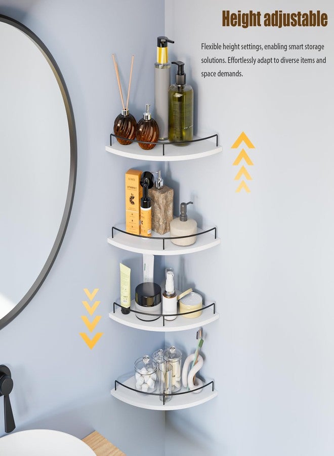 FNBAR Corner Shelf Wall Mount, Floating Corner Shelves, Set of 4 Corner Wall Shelf Organizer,Rustic Wood Wall Storage Display Shelves forLiving Room Bedroom Bathroom Kitchen,White - Image 3