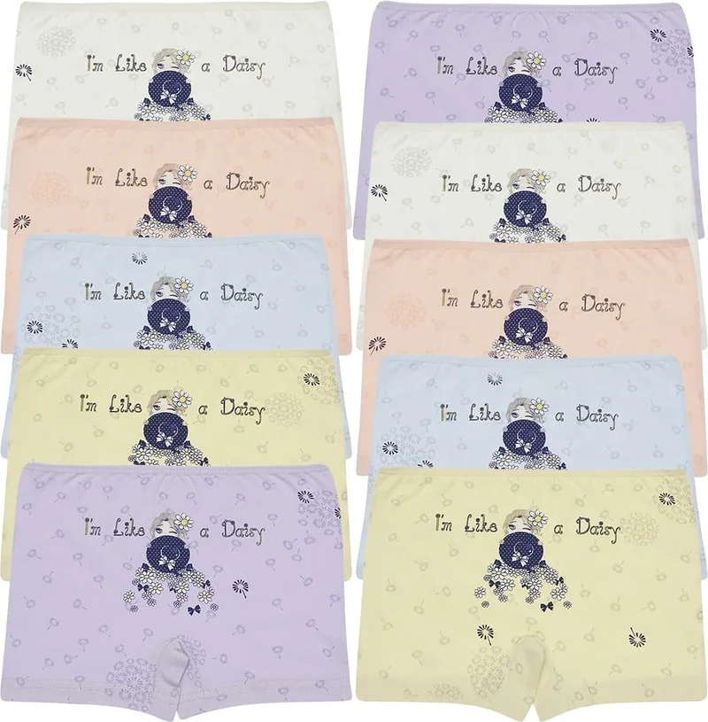 Donella 10 Pcs Colored Daisy Printed Girl's Shorts - 421311B