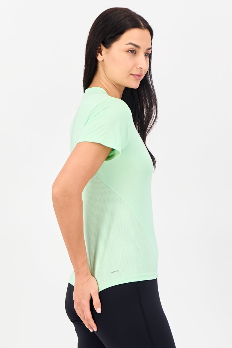 Adidas Women Sportswear Fit Short Sleeve Training T-Shirt, Lime Green - Image 3