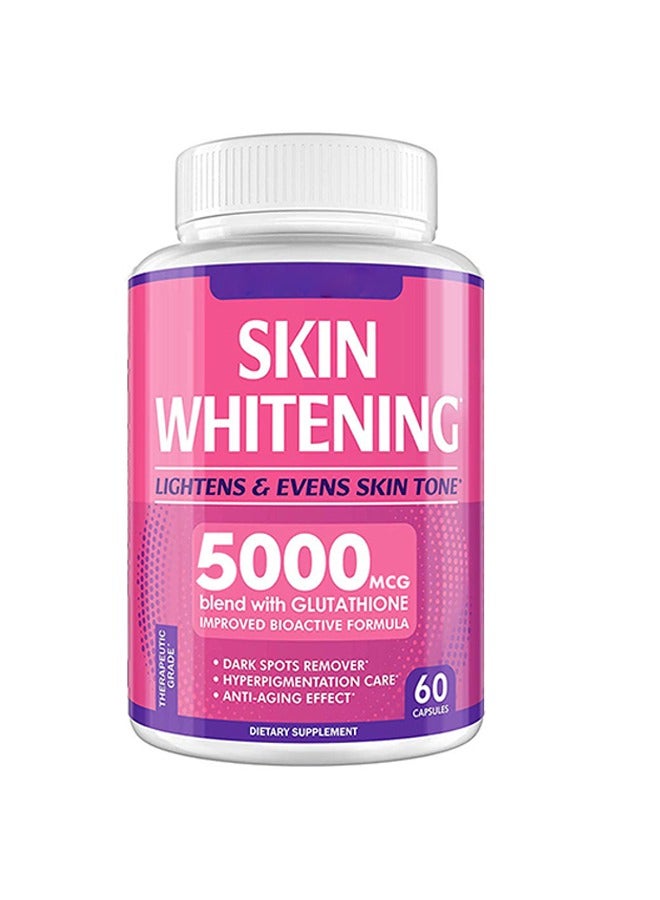 SKIN Skin Whitening Lightens& Evens Skin tone Glutathione Capsules Brightening and Whitening Capsules-60 Capsules 5000mg  - Image 1