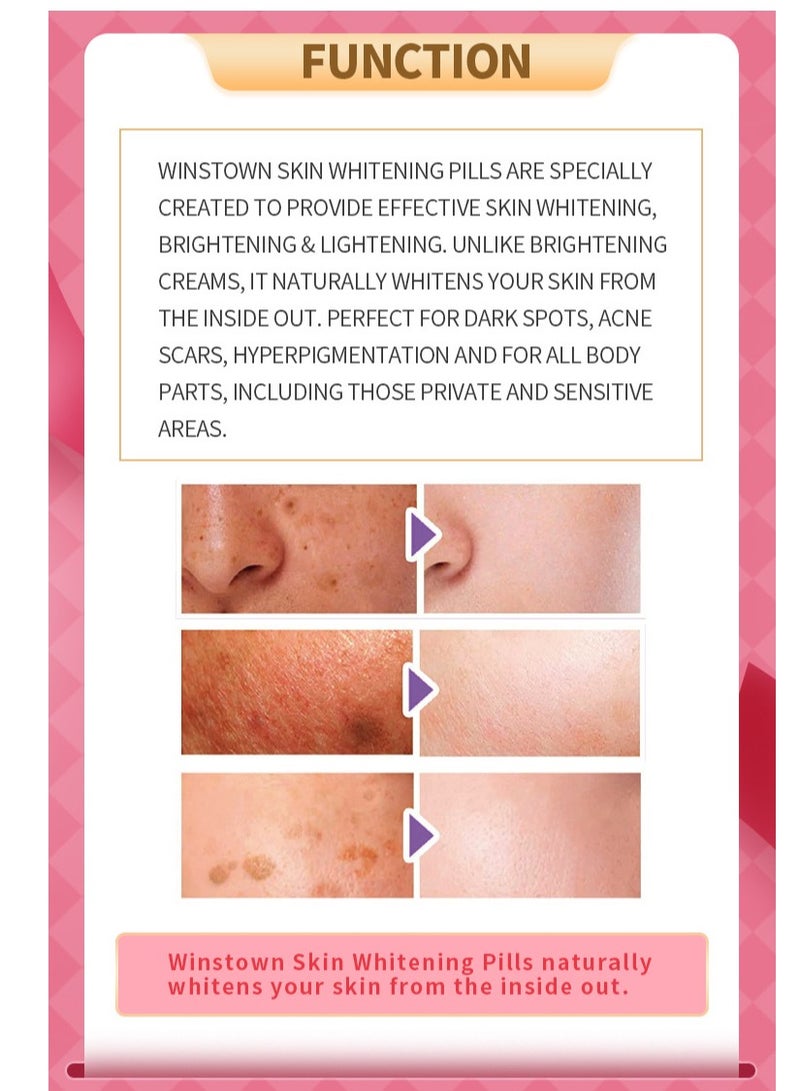 SKIN Skin Whitening Lightens& Evens Skin tone Glutathione Capsules Brightening and Whitening Capsules-60 Capsules 5000mg  - Image 3