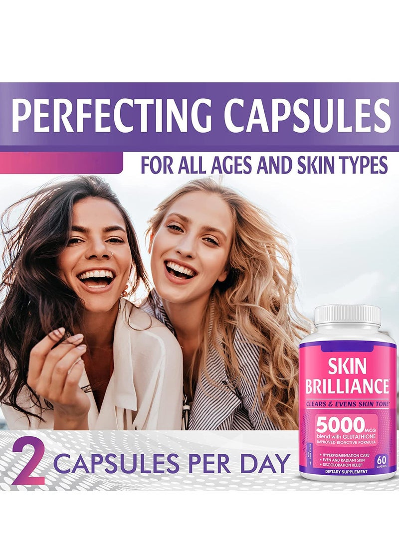 SKIN Skin Whitening Lightens& Evens Skin tone Glutathione Capsules Brightening and Whitening Capsules-60 Capsules 5000mg  - Image 2