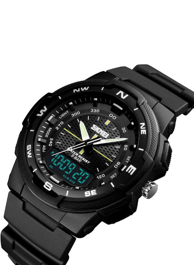 Men's Rubber Strap Analog/Digital Wrist Watch L698 - 47 mm - Black - Image 5