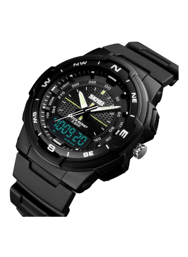 Men's Rubber Strap Analog/Digital Wrist Watch L698 - 47 mm - Black - Image 2