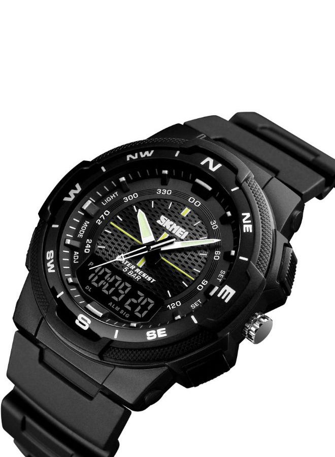 Men's Rubber Strap Analog/Digital Wrist Watch L698 - 47 mm - Black - Image 4