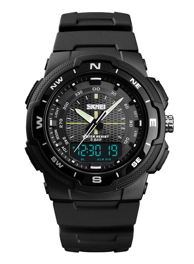 Men's Rubber Strap Analog/Digital Wrist Watch L698 - 47 mm - Black - Image 1