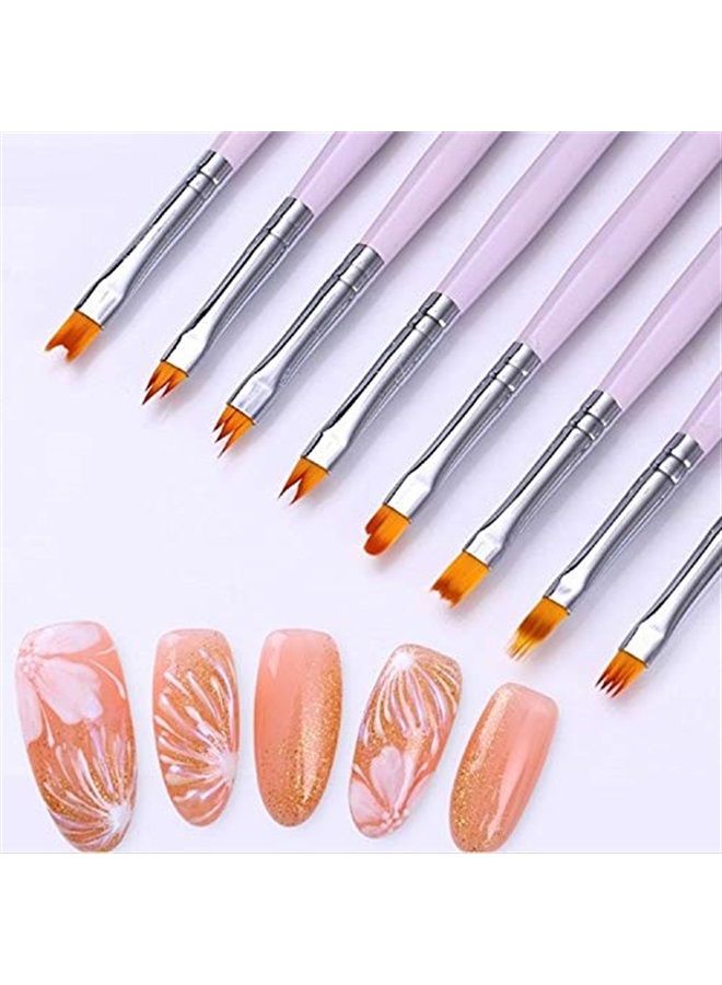 TRUEGOOD 8 Pcs Nail Brush Pen Premium Upgrade Wood Handle, Gradient Painting Brush Set UV Gel Flower Drawing Pen Purple Wood Handle Manicure Nail Art Polish Pen Tool, Valentine's Day present - Image 3