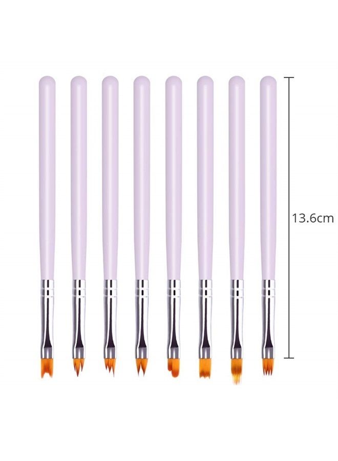 TRUEGOOD 8 Pcs Nail Brush Pen Premium Upgrade Wood Handle, Gradient Painting Brush Set UV Gel Flower Drawing Pen Purple Wood Handle Manicure Nail Art Polish Pen Tool, Valentine's Day present - Image 5