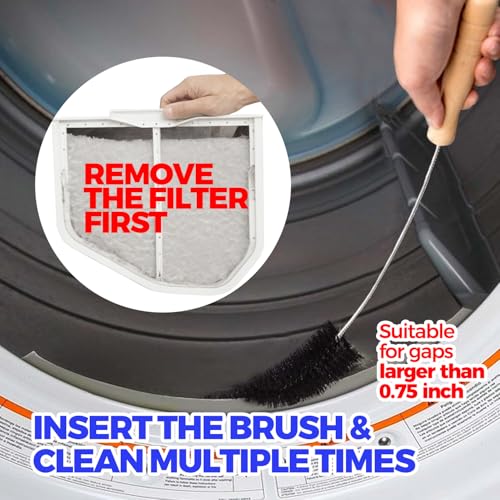 Holikme Dryer Vent Cleaner Kit - Household Cleaning Supplies, Dryer Lint Brush, Refrigerator Long Coil Brush, Flexible Lint Remover, Removing Dust and Pet Hair - Image 2