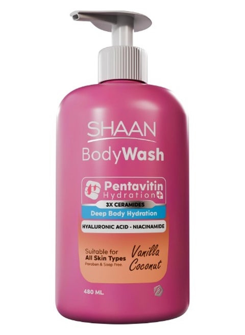 شان غسول مرطب للجسم بريحة  فانيلا جوز هند 480 مل