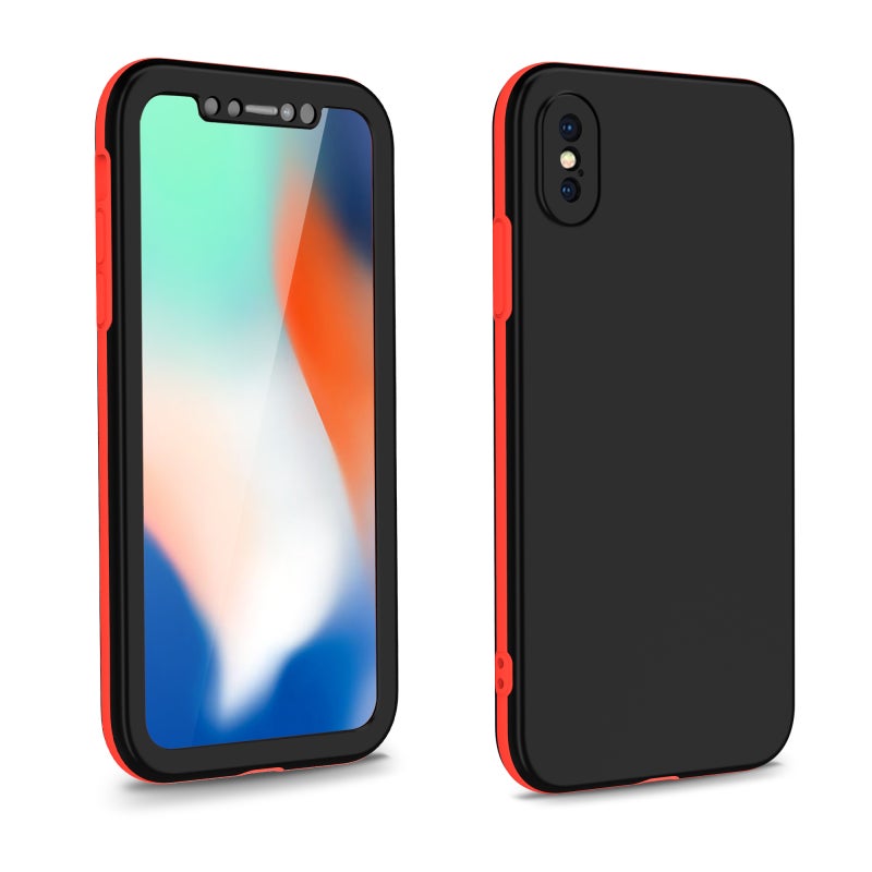 BURAQ Case Cover For iPhone XS Max Two Color Full Protective 3-in-1 Phone Case(Black) - Image 1