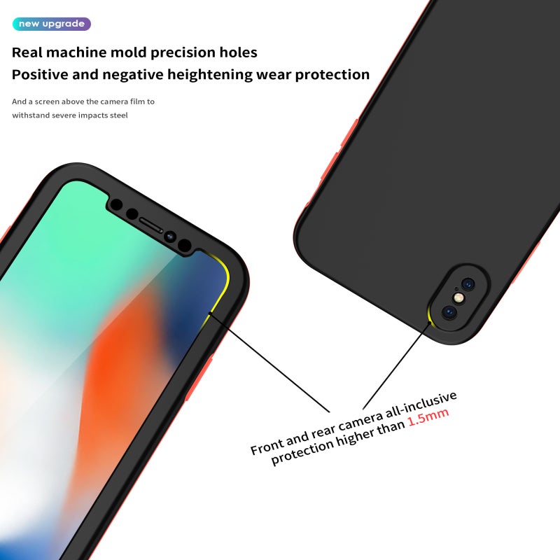 BURAQ Case Cover For iPhone XS Max Two Color Full Protective 3-in-1 Phone Case(Black) - Image 5