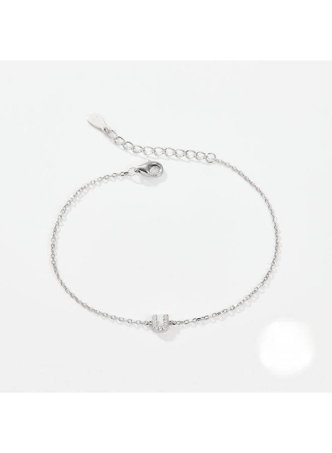 NIBEMINENT 925 Silver Bracelet Niche Luxury High-end 26 Letters Diamond Women's Jewelry 
