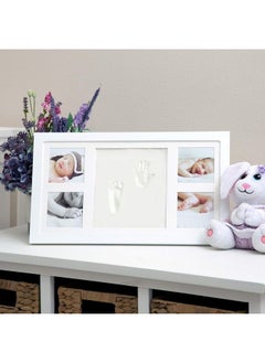Nuby Baby Hand & Footprint Kit With Frame That Holds Four 3 X 3" Photos & 1 Clay Print Kit For Newborn Girls & Boys Personalized Baby Gift  - Image 2