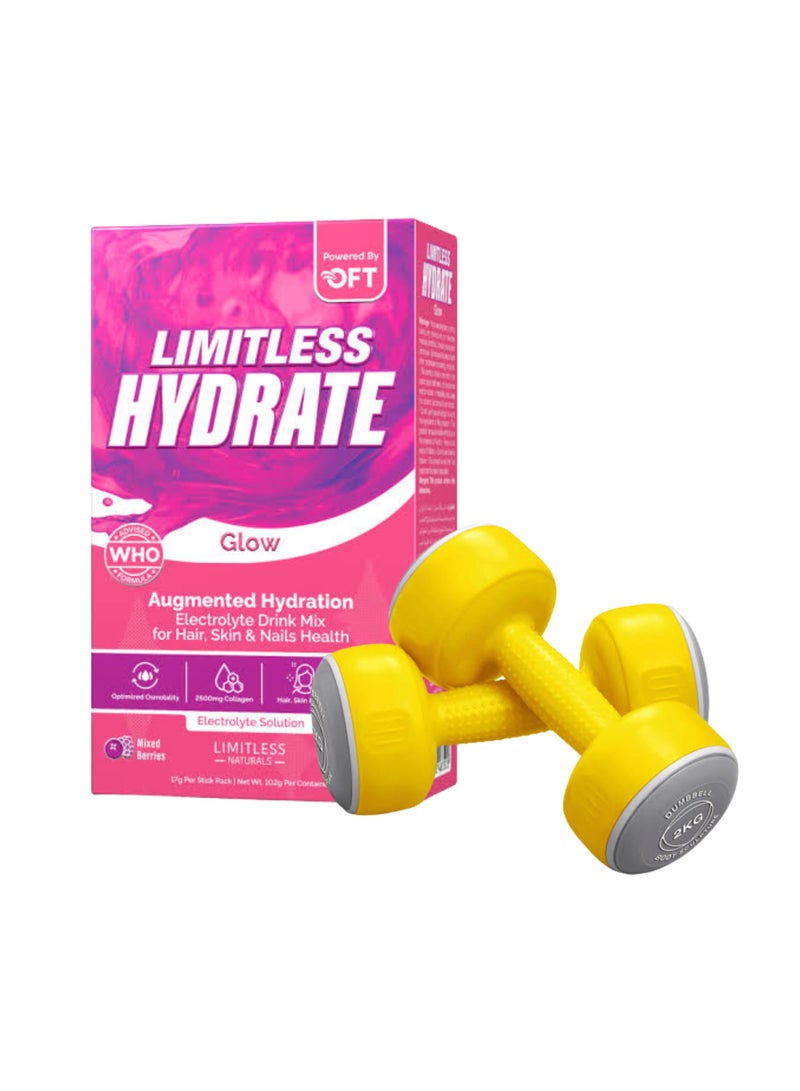 LIMITLESS Glow & Tone Bundle – 2kg Vinyl Dumbbells + Hydrate Glow Mix Berries - Image 1