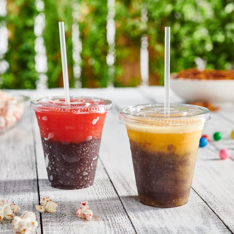 Gusto Comfy Package [12 oz. - 100 Sets Clear Plastic Cups With Flat Lids - Image 3
