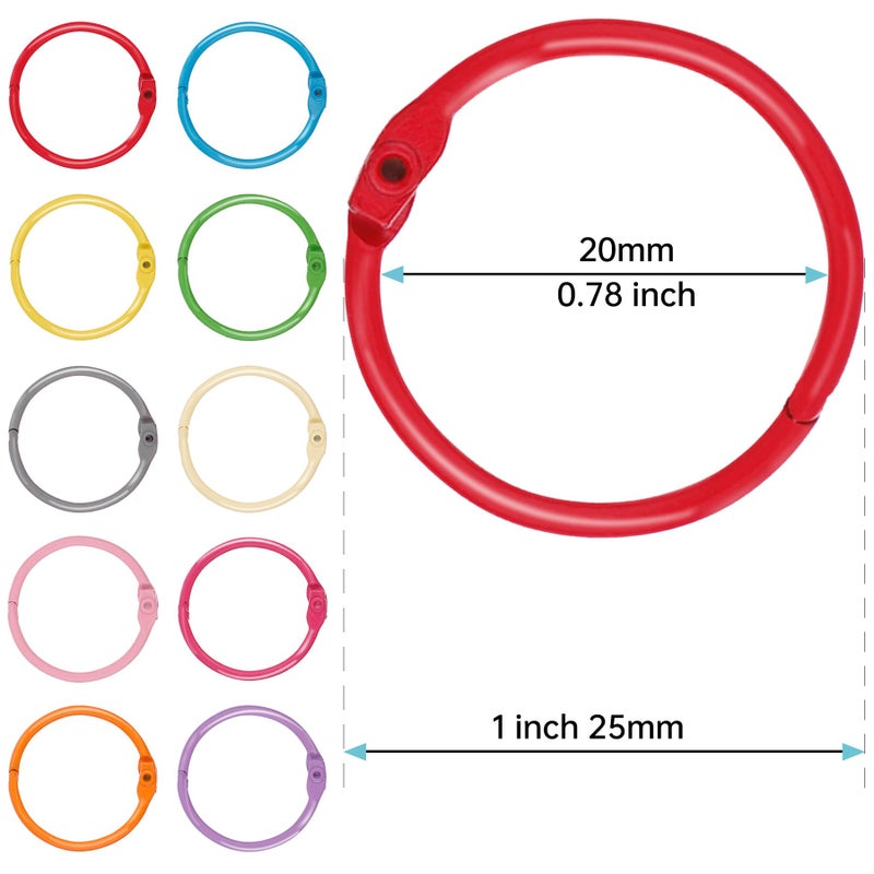 AKONEGE 1 Inch (50 Pack) Metallic Loose Leaf Binder Rings for Flashcards, Index Cards, Keychains, Colorful Small Metal Steel Book Ring Clips for Keyrings, Office, School, Home - 10 Colors - Image 3
