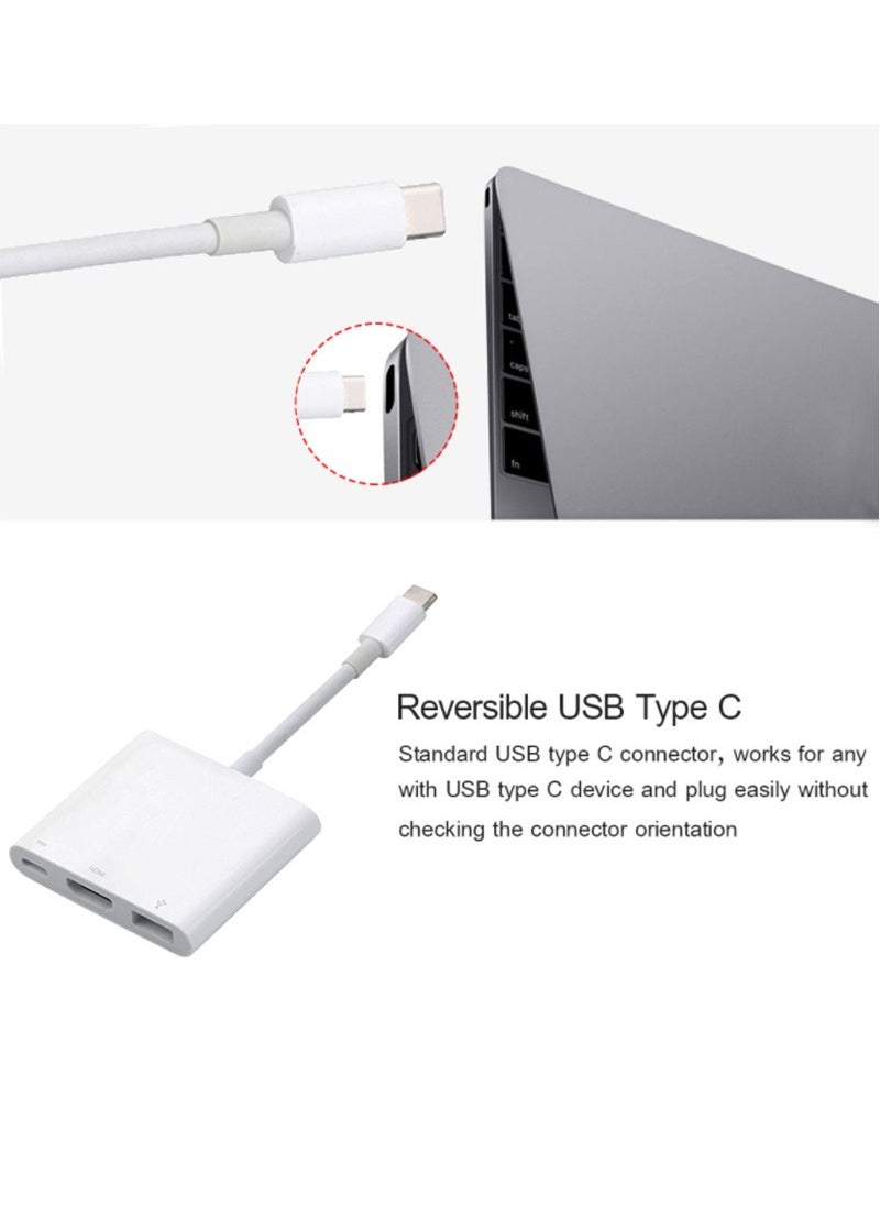 Generic - USB-C to HDMI Multiport Adapter with HDMI 4K@60Hz Output USB 3.0 Port and USB-C Charging Port Type-C to Digital AV Hub for Apple iPhone 15 MacBook Pro/Air iPad Pro iMac Galaxy S22 More (White) - Image 1