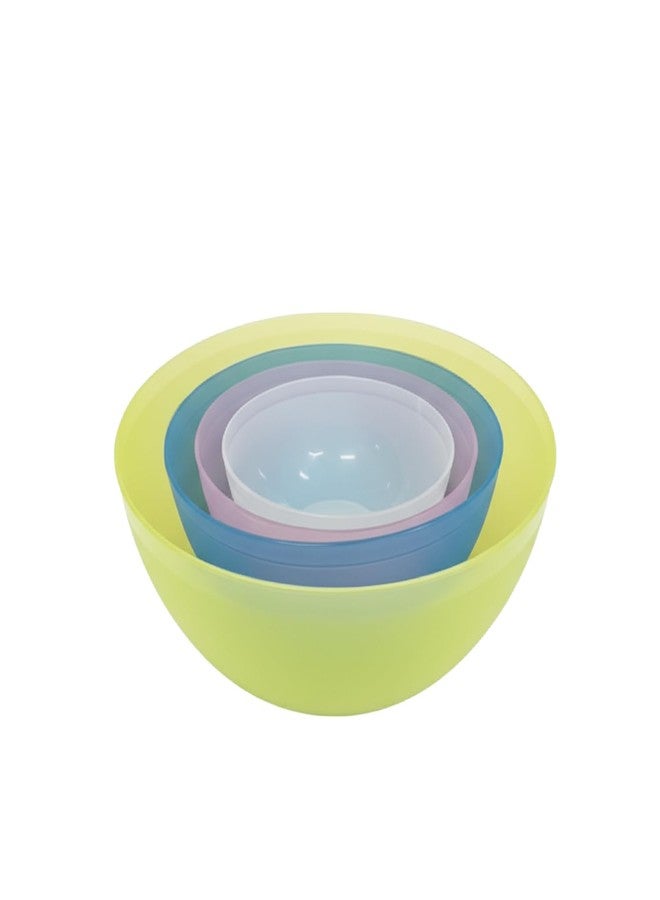 Gluman 4-Piece Mixing Bowl Set | Transparent Multi-Color Plastic Kitchen Bowls for Baking, Cooking, Meal Prep & Serving |Lightweight,Dishwasher Safe |Stackable Bowls (3200ml, 2000ml, 1350ml, 850ml) - Image 1