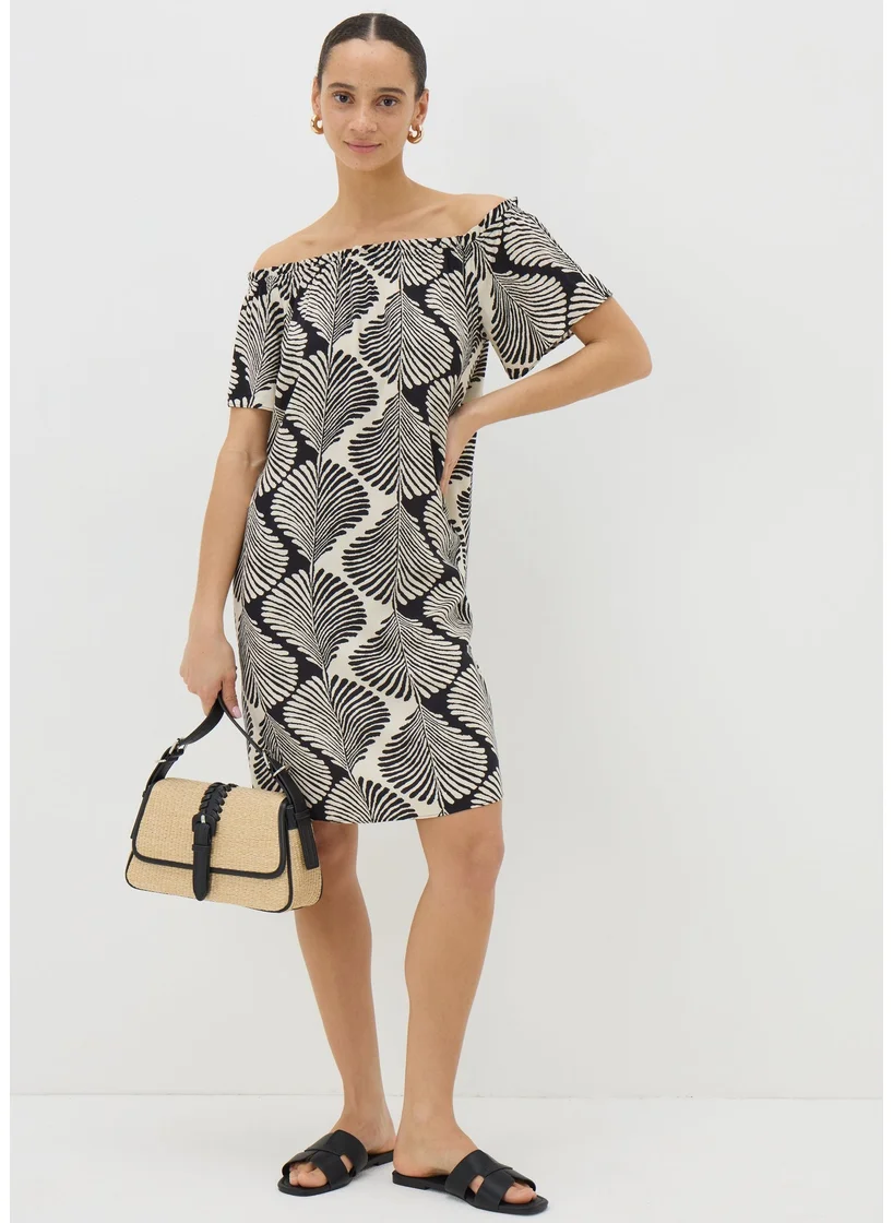Matalan Black Monochrome Shell Bardot Mini Dress