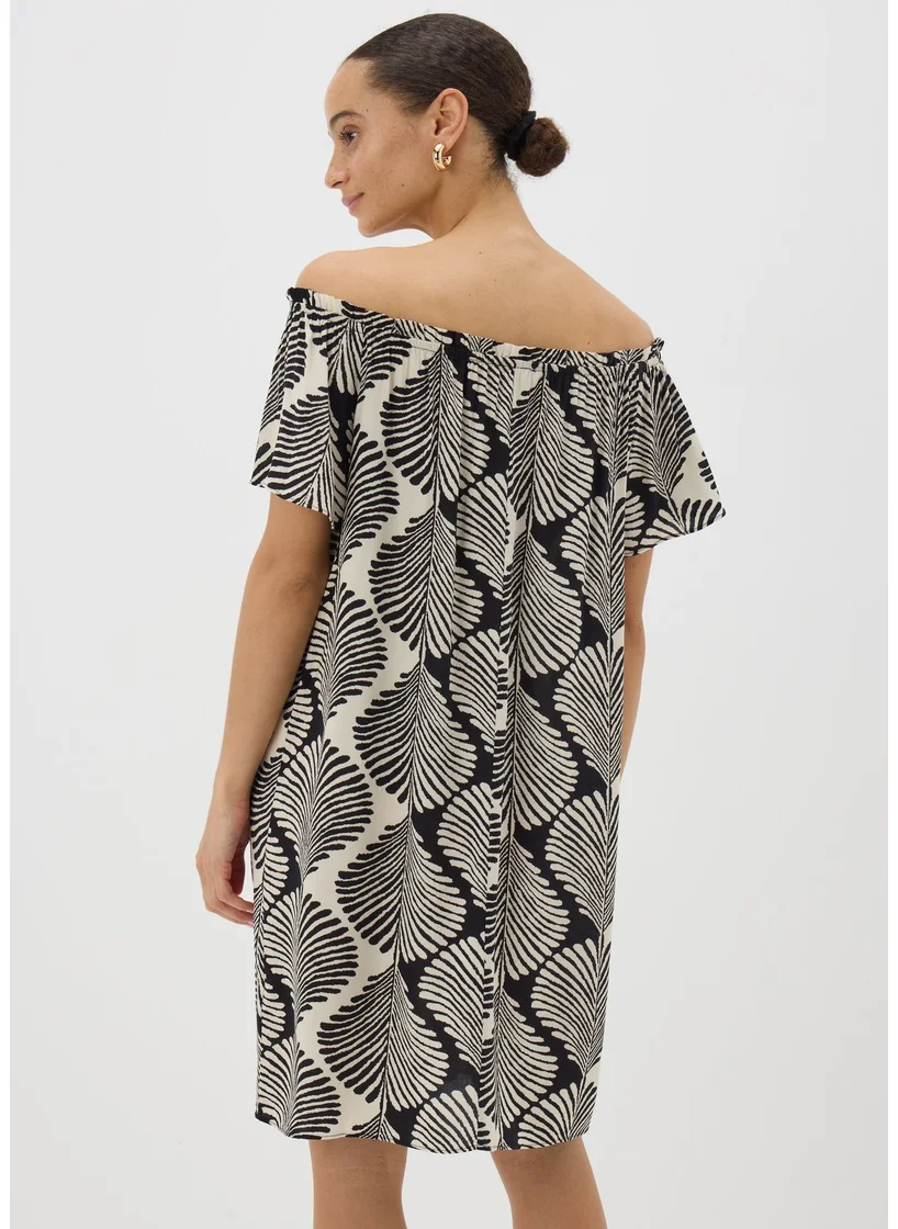 Matalan Black Monochrome Shell Bardot Mini Dress