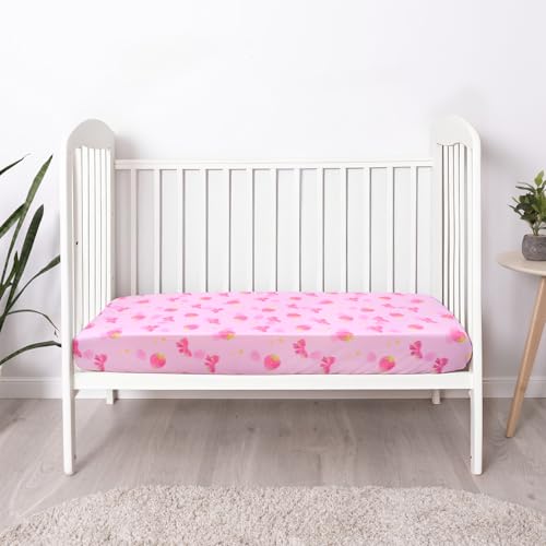 UOMNY Crib Sheet,Strawberry Bow Crib Sheets Baby Sheet for Standard Crib and Toddler Mattresses Nursery Bedding Sheet Crib Mattress Sheets for Boys and Girls 1 Pack Toddler Sheet - Image 4