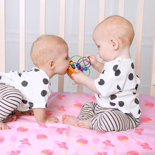 UOMNY Crib Sheet,Strawberry Bow Crib Sheets Baby Sheet for Standard Crib and Toddler Mattresses Nursery Bedding Sheet Crib Mattress Sheets for Boys and Girls 1 Pack Toddler Sheet - Image 5