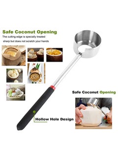 Generic Coconut Opener Tool Set Stainless Steel with Rubber Mallet 430 Stainless Steel Shell Opener Large Circular Sharp Blade Non-Slip Particles Silent Rubber Hammer Solid Wood Handle 6cm Wide Round Hole  - Image 3
