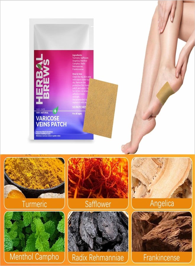 المشروبات العشبية مشروبات عشبية - لصقات لعلاج الدوالي مع الكركم ومكونات طبيعية لتخفيف فوري | تنعيم الأوردة، تقليل التورم وتسكين الألم، تخفيف التشنجات والحكة والتورم | تحسين الدورة الدموية - 10 لصقات - Image 2