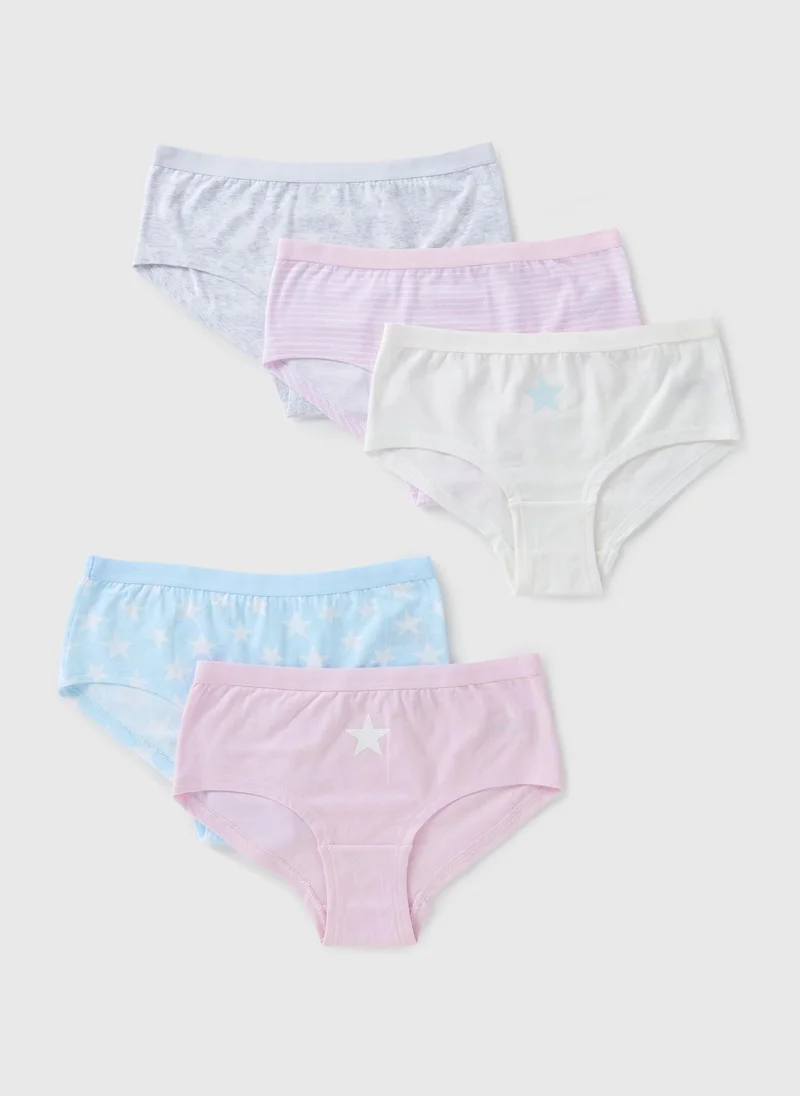 Matalan 5 Pack Girls Multicolour Star Knickers