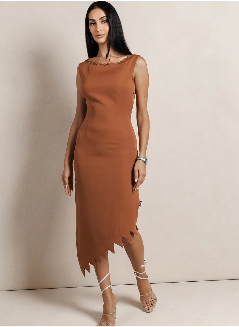 clemantra Asymmetrical Hem Knitted Dress