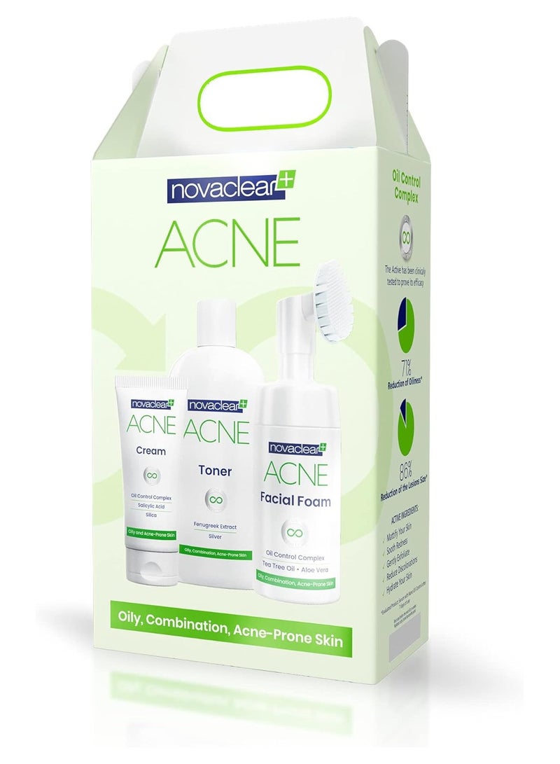 novaclear Acne Kit (Facial Foam100ML,Toner150ML ,Cream40ML)