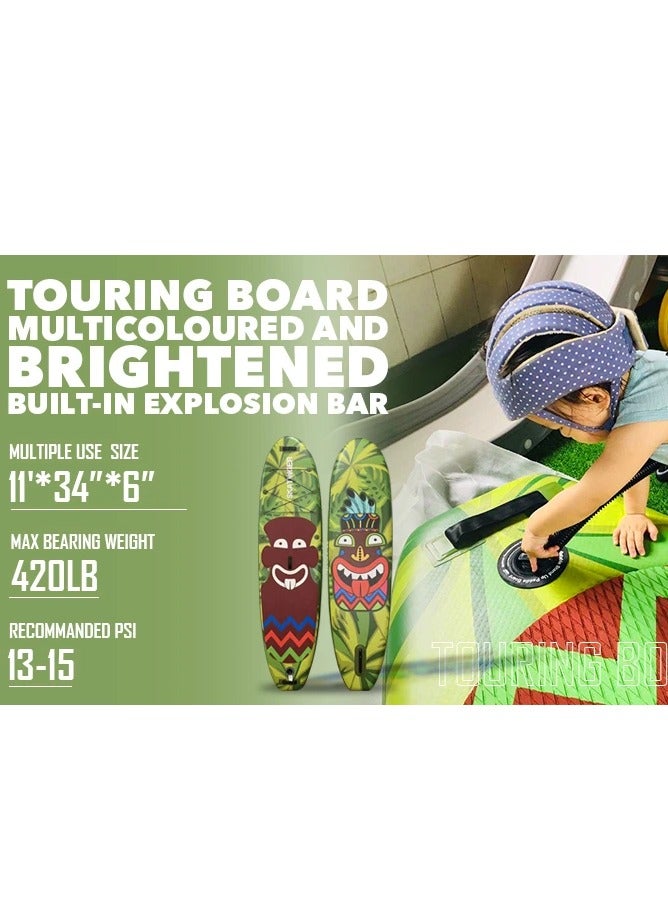 Skatinger 11'-34"-6" Single Layer SUP Soft Standup Board Power Fin Paddle Board with Pump and Fins for Yoga, Fishing, Drifting, and Floating - Crazy Tube - Image 2