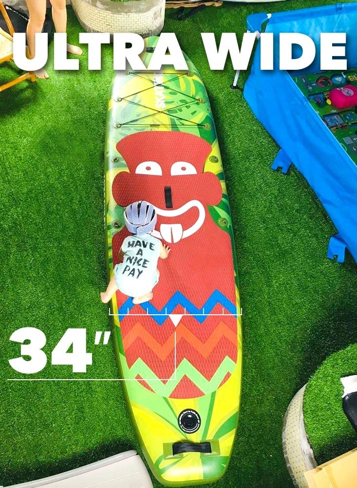Skatinger 11'-34"-6" Single Layer SUP Soft Standup Board Power Fin Paddle Board with Pump and Fins for Yoga, Fishing, Drifting, and Floating - Crazy Tube - Image 3